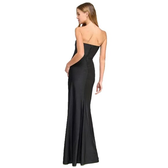 City Studios Strapless Black Gown w/White Tie At Bust size L NWT Elegant Formal - Picture 2 of 12